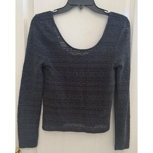 American Eagle Outfitters Womens Large Gray Long Sleeve knit‎ Crop Top y2k